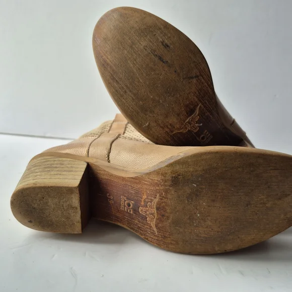 Joe Sanchez Tan Ankle Booties, Suede and Leather Sz 38,western Cowgirl - Picture 9 of 16